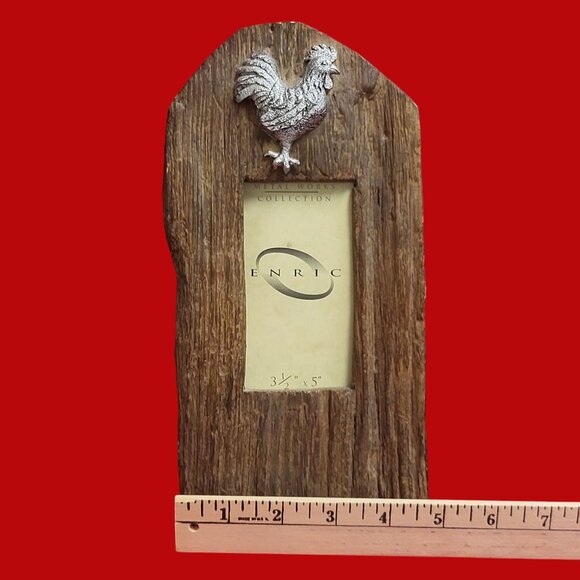 Vintage Enric Metal Rooster Wooden Photo Picture Frame - Picture 10 of 12